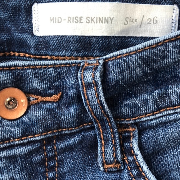 Anthropologie Blue Mid-Rise Skinny Jeans Slit Hem Size 26 - Picture 12 of 14